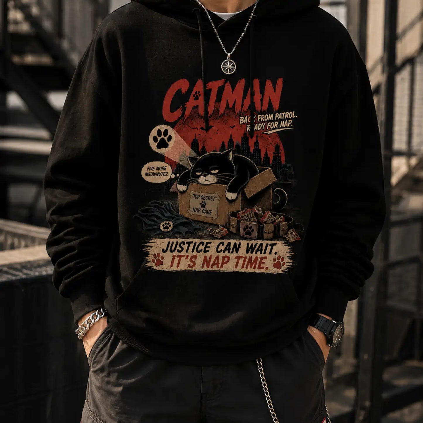 Catman Justice Can Wait Hoodie