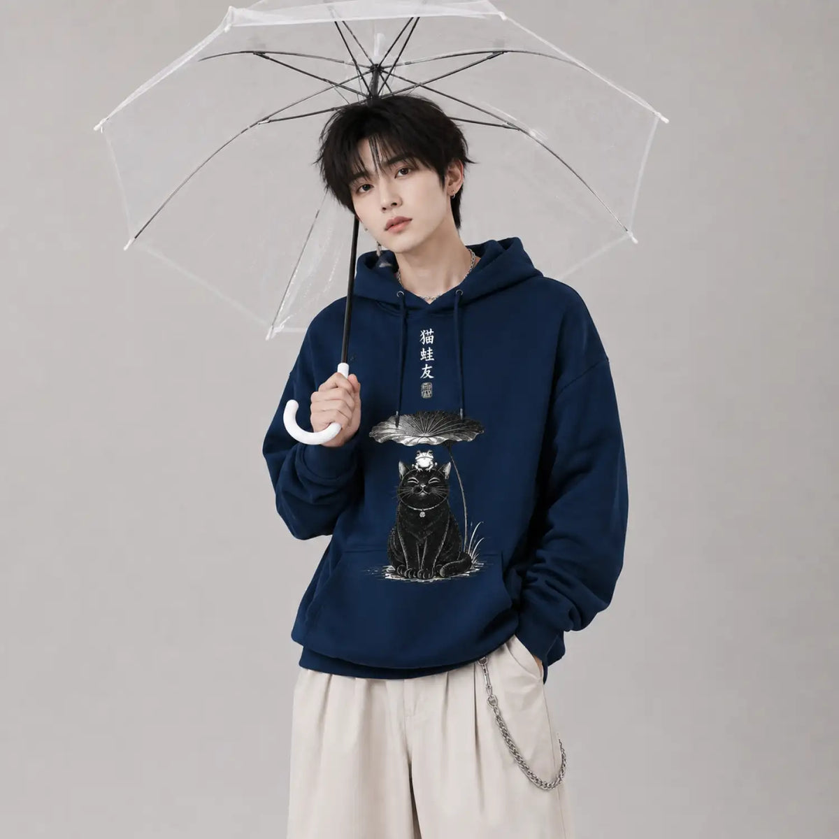 Japanese Cat and Frog Friendship Hoodie