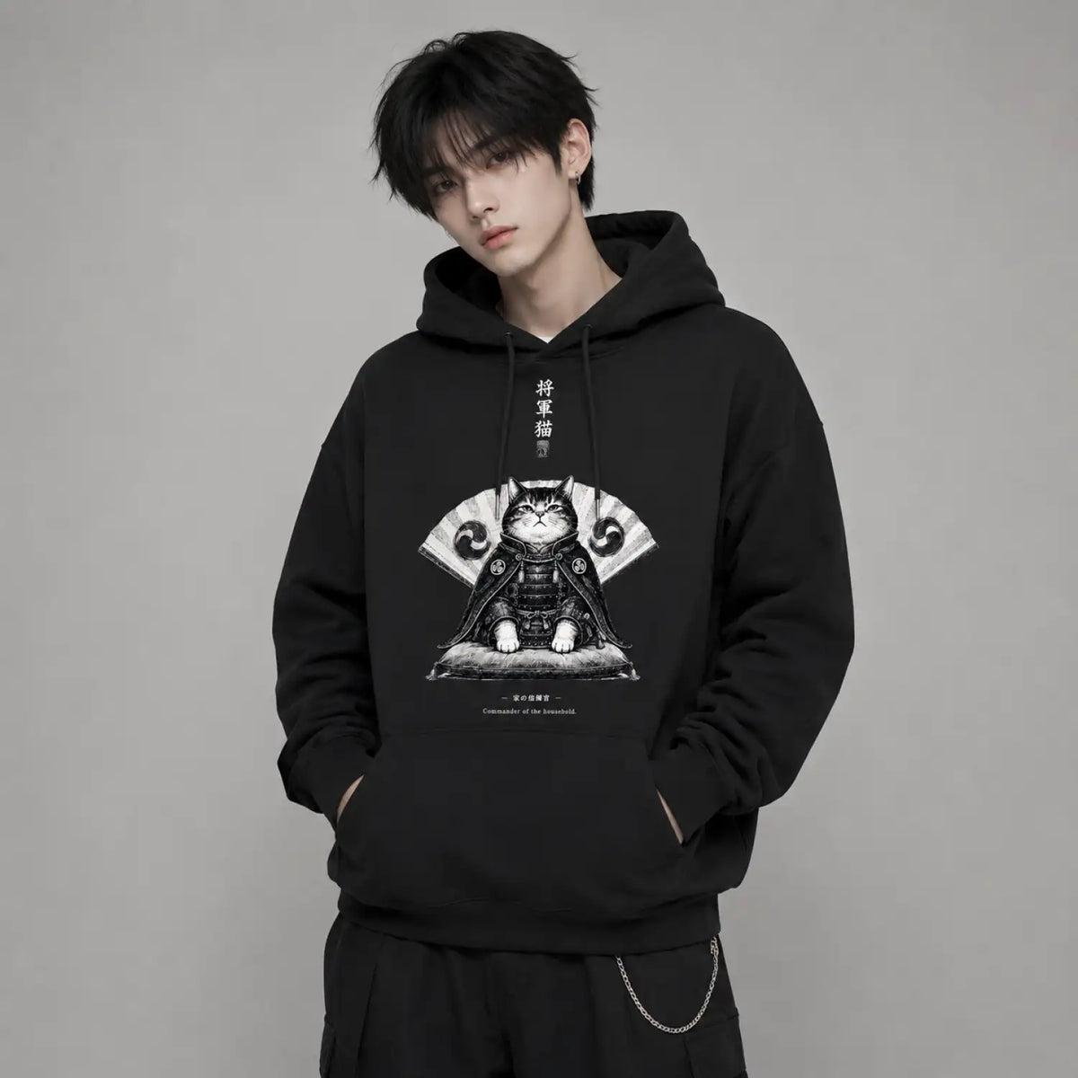 Japanese Samurai Commander Cat Hoodie