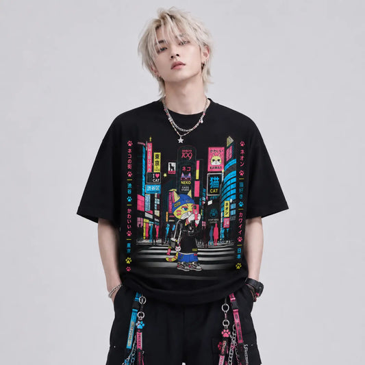 Shibuya Cat Selfie T-Shirt
