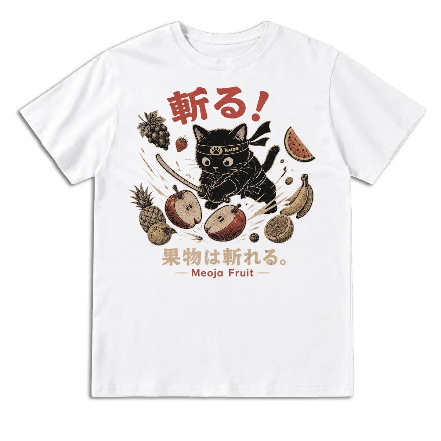 Fruit-Slicing Ninja Cat T-Shirt