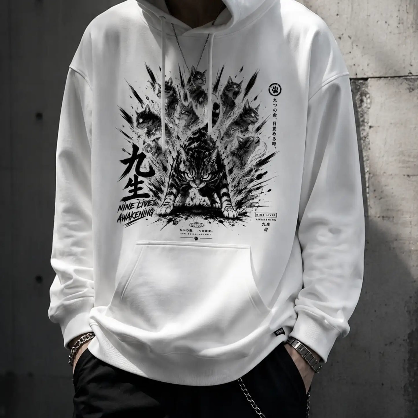 Nine Lives Awakening Japanese Cat Hoodie