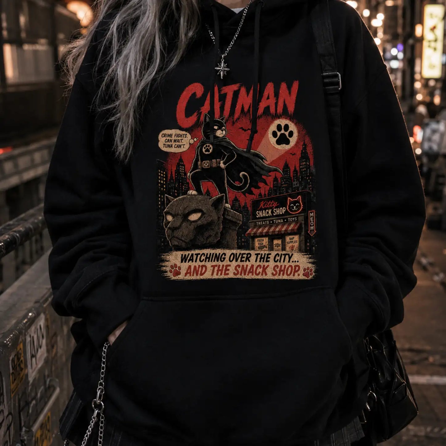 Catman Protecting the Kitty Snack Shop Hoodie