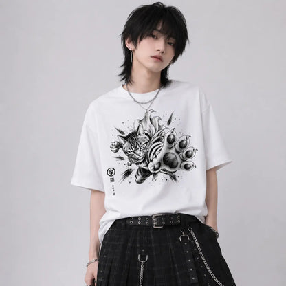 Fierce Paw Strike Japanese Cat T-Shirt