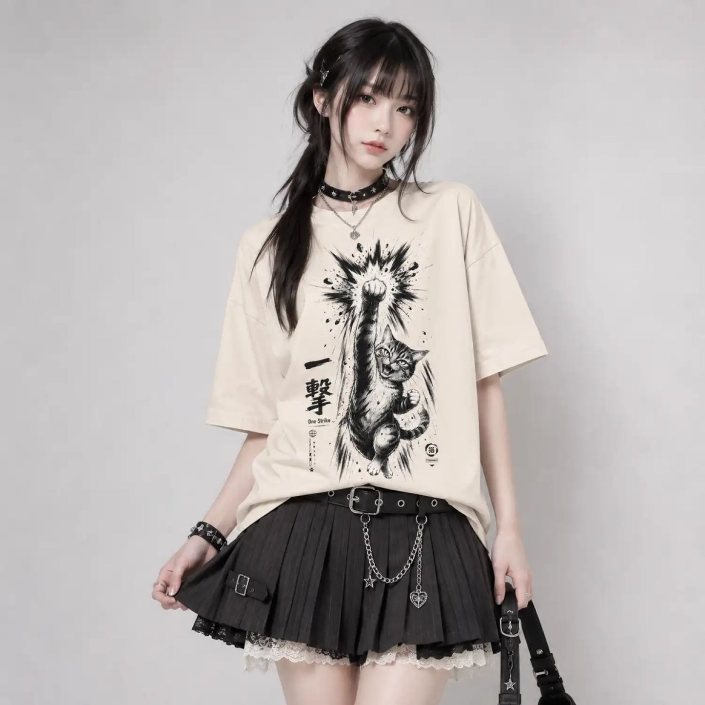 One Strike Japanese Fighting Cat T-Shirt