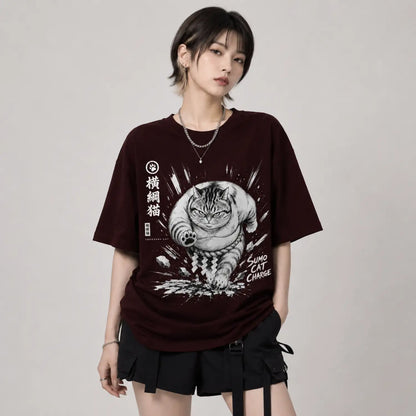 Sumo Cat Charge Japanese T-Shirt