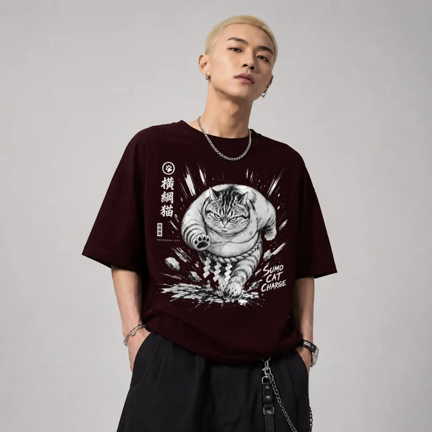 Sumo Cat Charge Japanese T-Shirt
