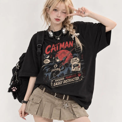 Catman Claw Grappler T-Shirt – Focused Fearless Easily Distracted Cat Hero