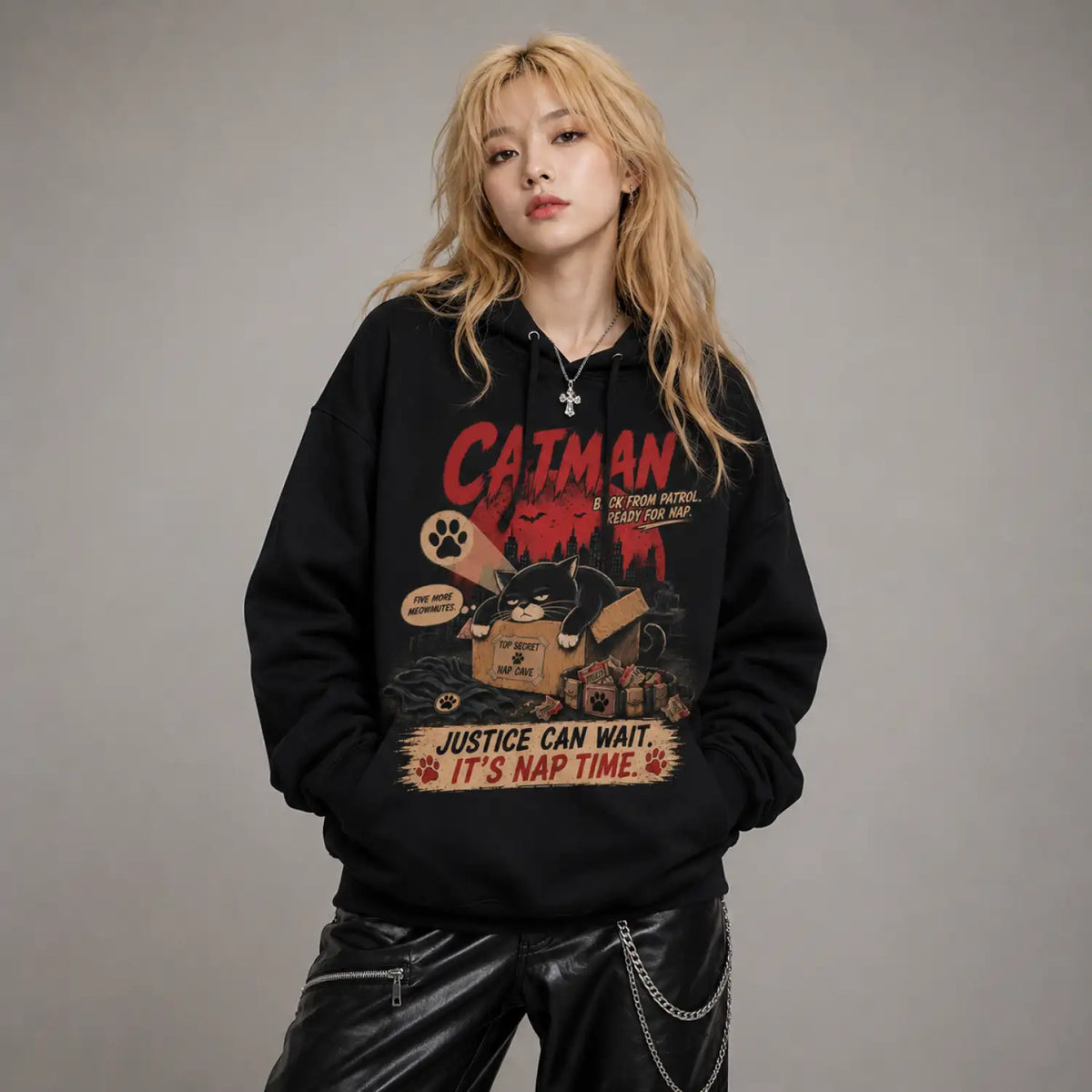 Catman Justice Can Wait Hoodie