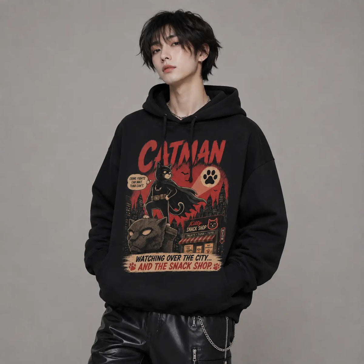 Catman Protecting the Kitty Snack Shop Hoodie