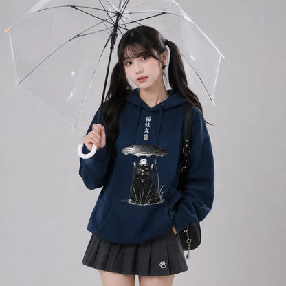 Japanese Cat and Frog Friendship Hoodie
