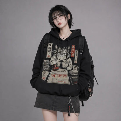 Leave Request Rejected Japanese Office Cat Hoodie –Leave Request Rejected Japanese Office Cat Hoodie