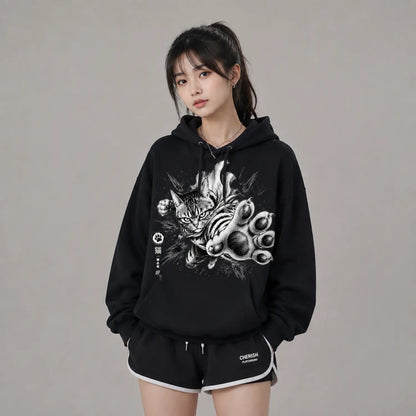 Nine Claws Awakening Japanese Cat Hoodie