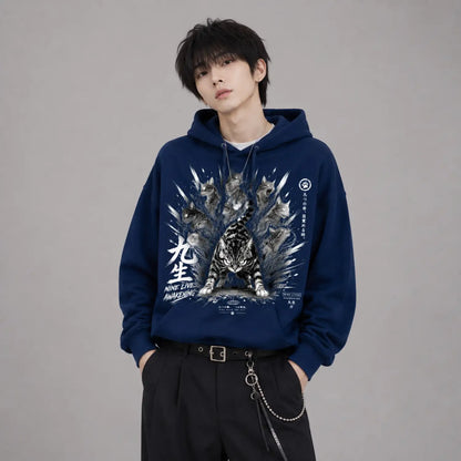 Nine Lives Awakening Japanese Cat Hoodie