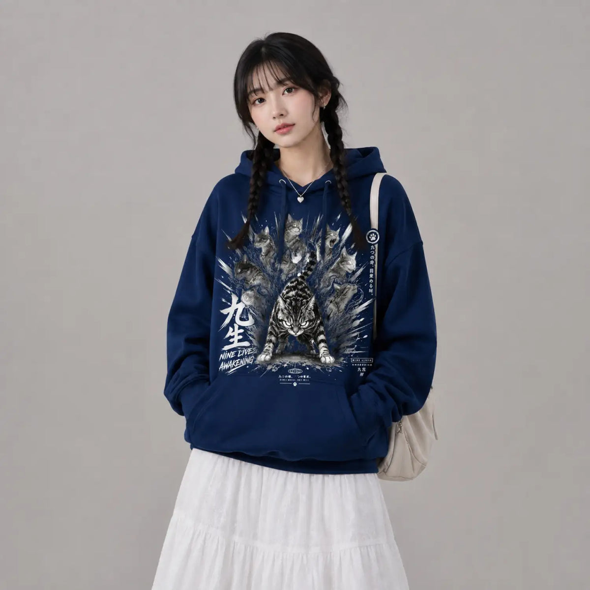 Nine Lives Awakening Japanese Cat Hoodie
