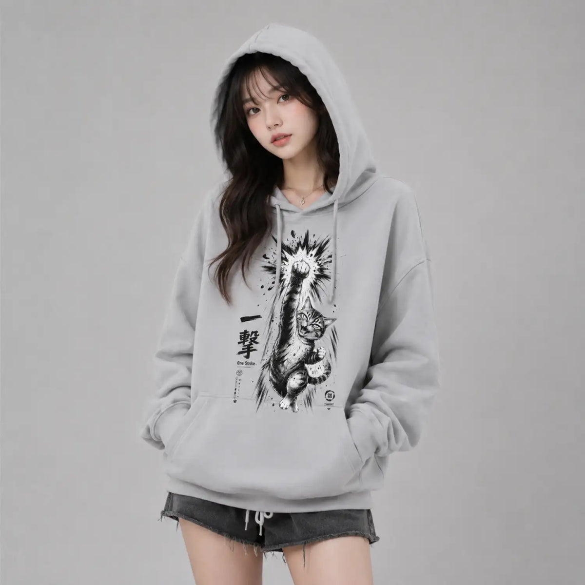 One Strike Japanese Cat Hoodie