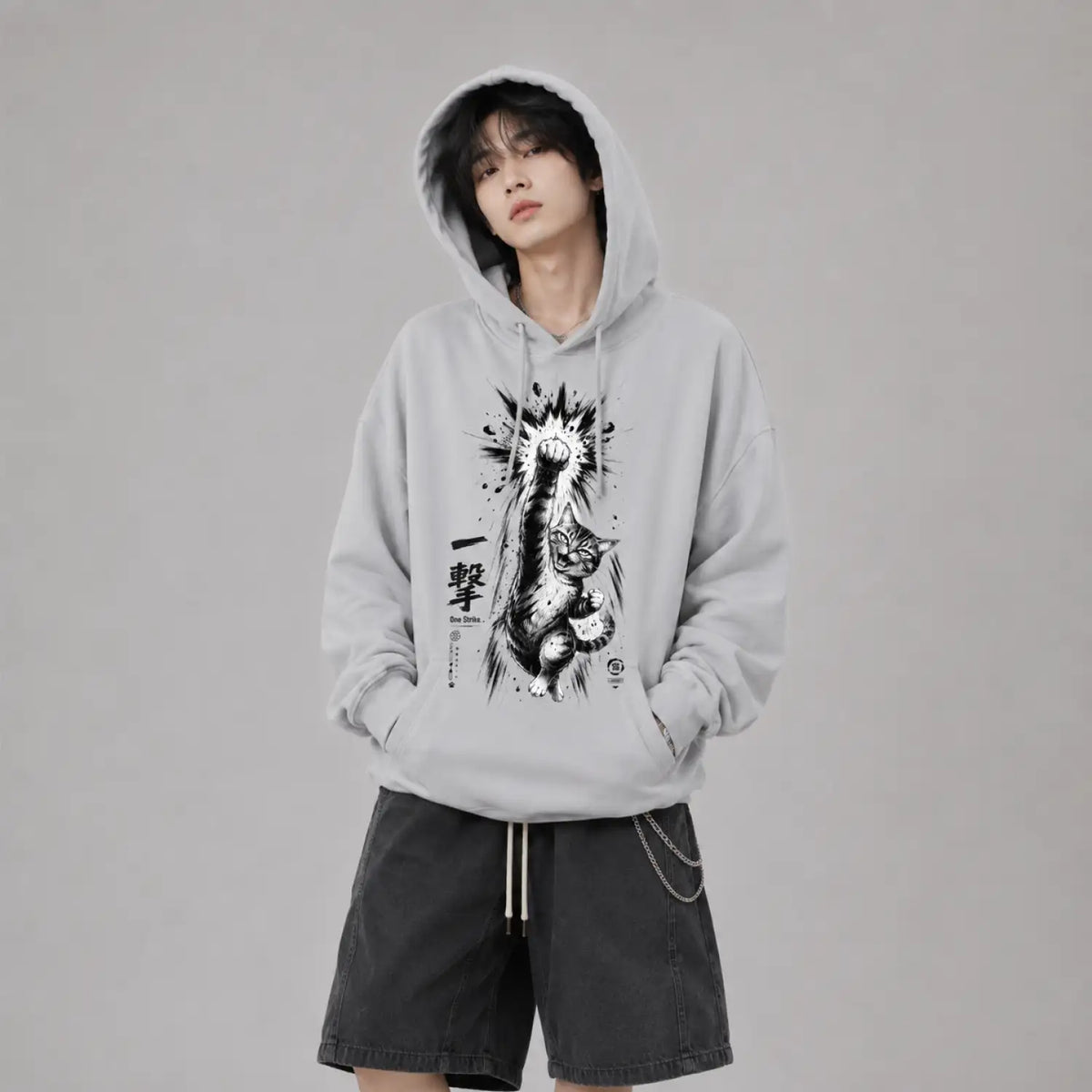 One Strike Japanese Cat Hoodie