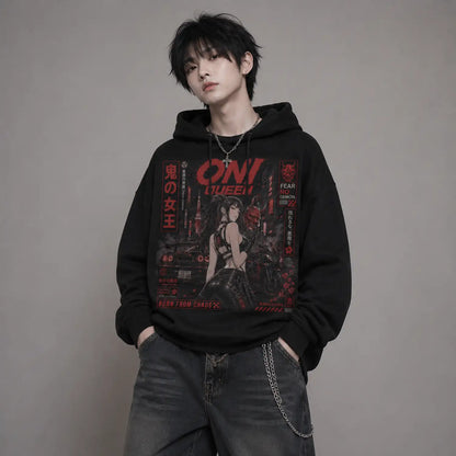 Oni Queen Born From Chaos Japanese Street Racing Hoodie