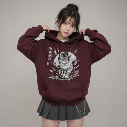 Sumo Cat Charge Japanese Hoodie
