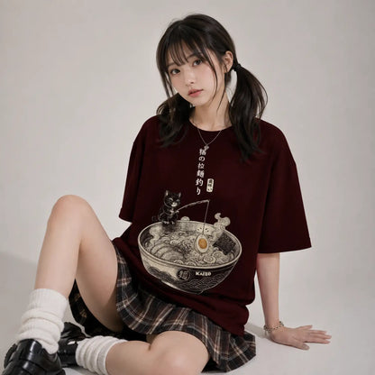 Ramen Fishing Cat Japanese T-Shirt