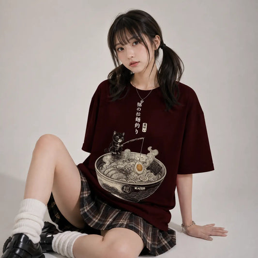 Ramen Fishing Cat Japanese T-Shirt