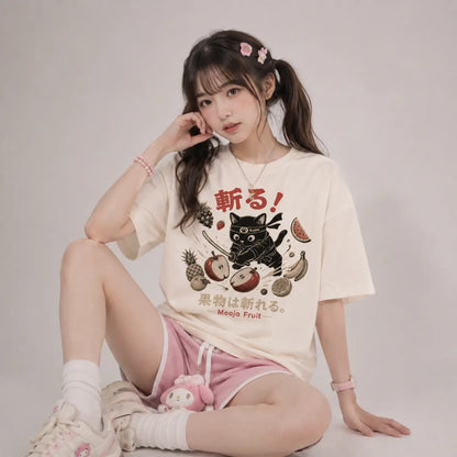 Fruit-Slicing Ninja Cat T-Shirt