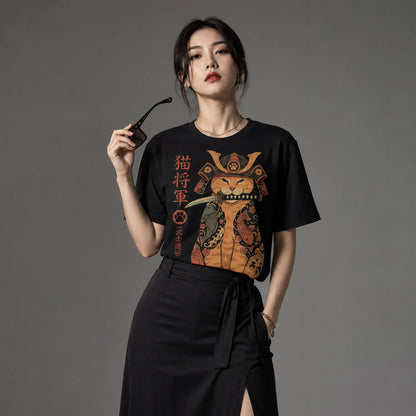 Samurai Cat General T-Shirt – Japanese Koi Warrior