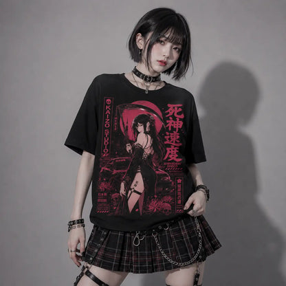 Shinigami Speed Death Rides Fast Japanese Street Racing T-Shirt