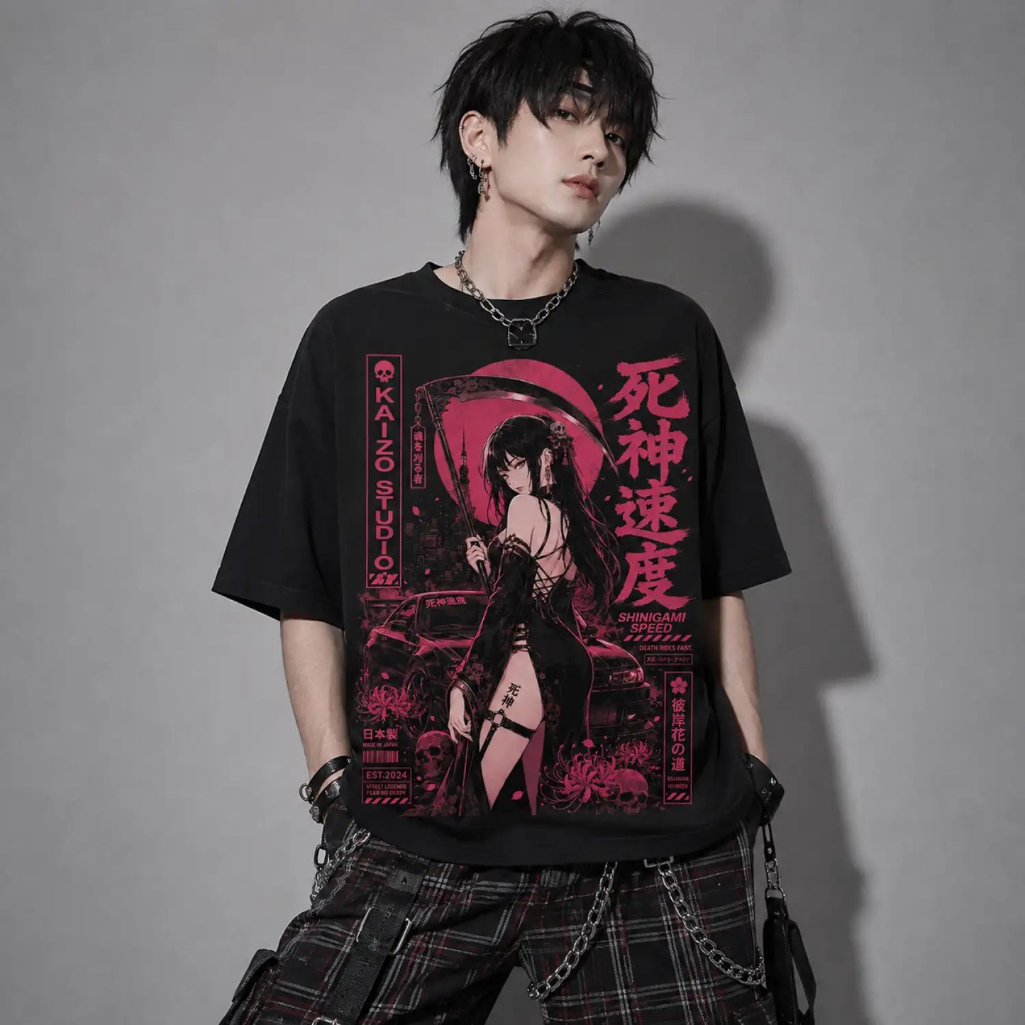 Shinigami Speed Death Rides Fast Japanese Street Racing T-Shirt