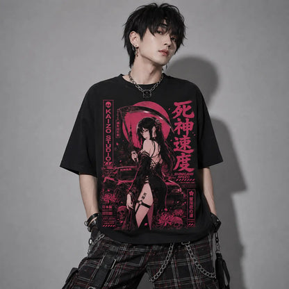 Shinigami Speed Death Rides Fast Japanese Street Racing T-Shirt