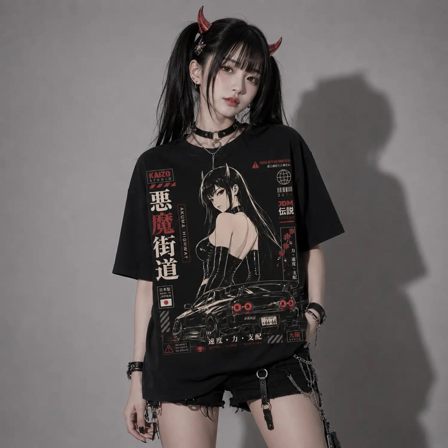Akuma Highway No Mercy Japanese Street Racing T-Shirt