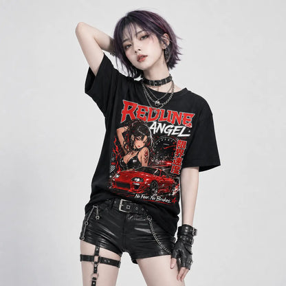 Redline Angel No Fear No Brakes Japanese Street Racing T-Shirt