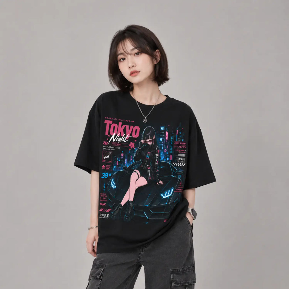 Tokyo Night Sakura Street Racing T-Shirt