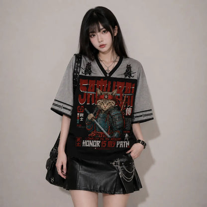 Samurai Cat Honor Is My Path Japanese Warrior Jersey