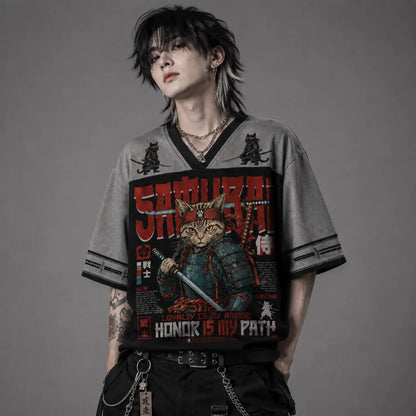 Samurai Cat Honor Is My Path Japanese Warrior Jersey