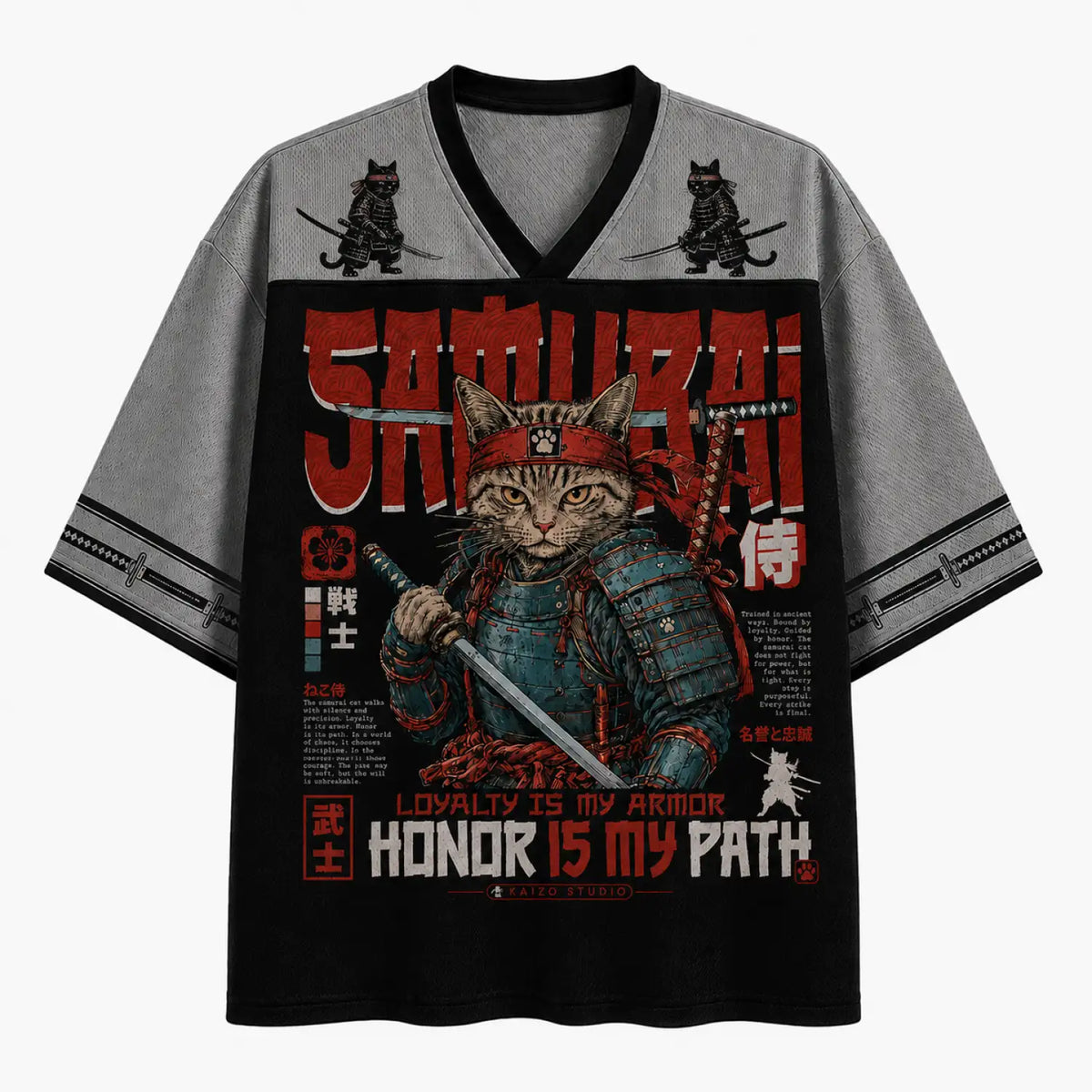 Samurai Cat Honor Is My Path Japanese Warrior Jersey