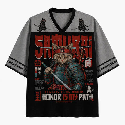 Samurai Cat Honor Is My Path Japanese Warrior Jersey