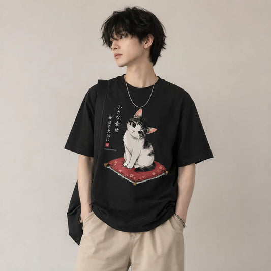 Small Happiness Japanese Cat T-Shirt