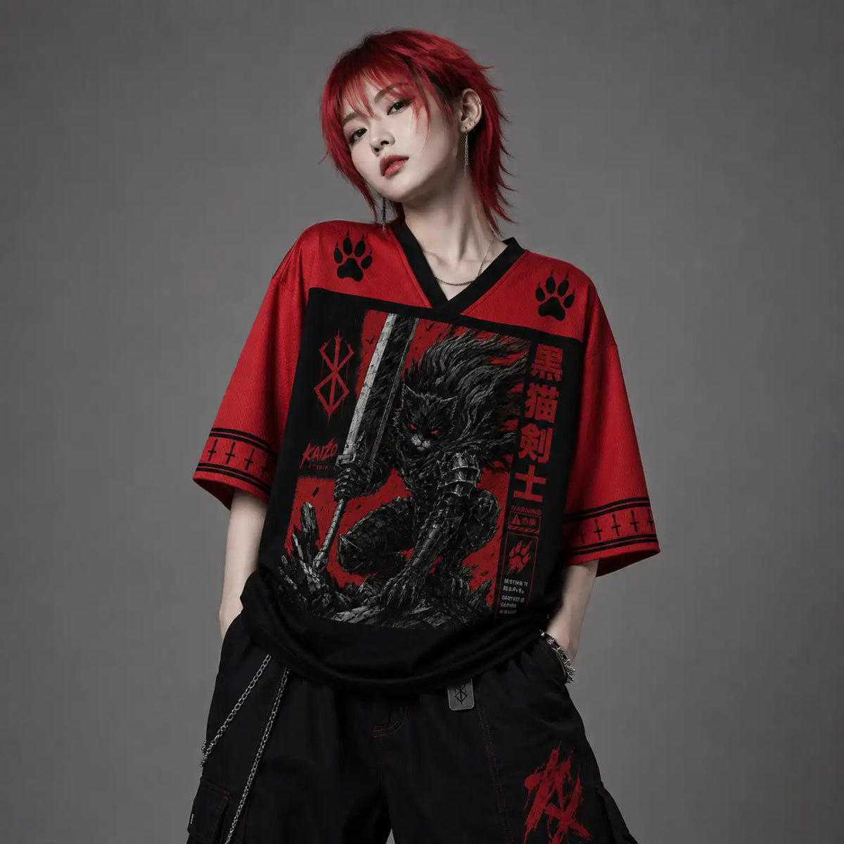 Black Cat Berserker Destiny in Blood Japanese Dark Fantasy Jersey
