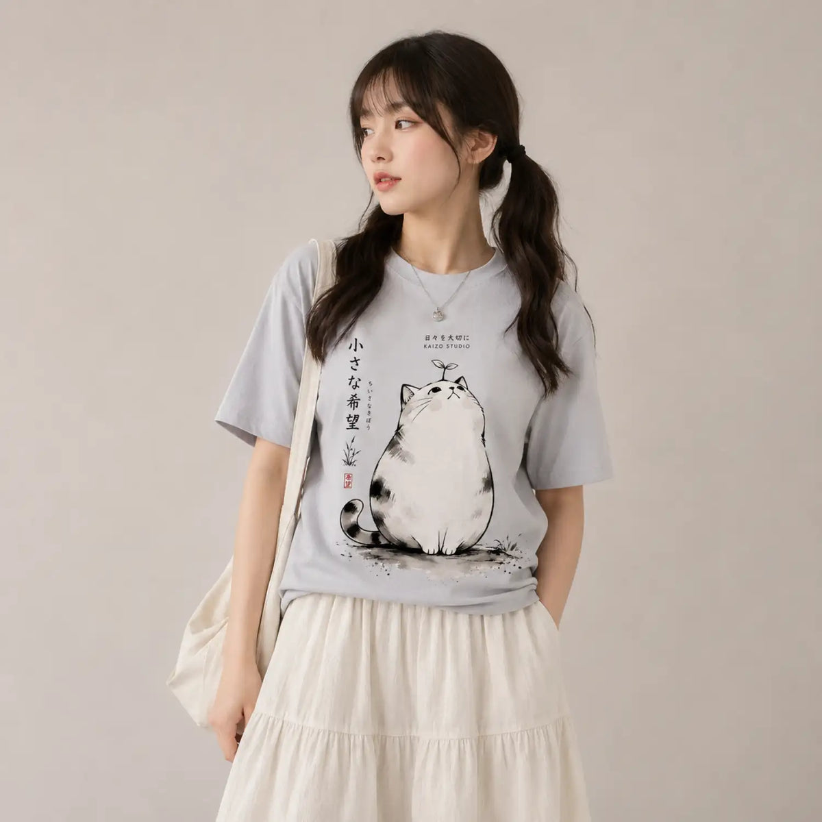 Small Hope Japanese Cat T-Shirt