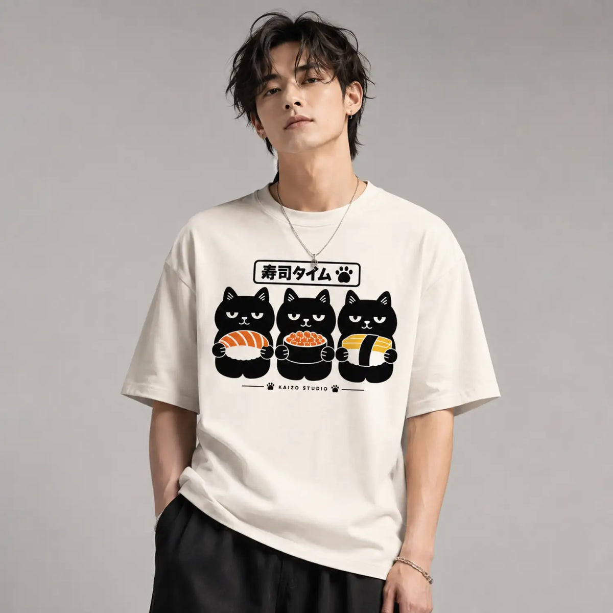 Sushi Time Black Cat T-Shirt
