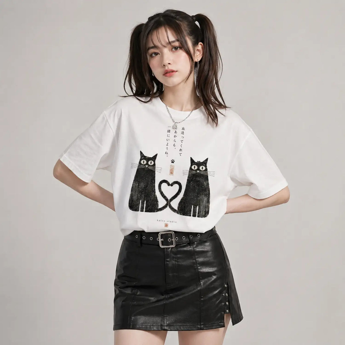 Together Forever Black Cats Japanese T-Shirt