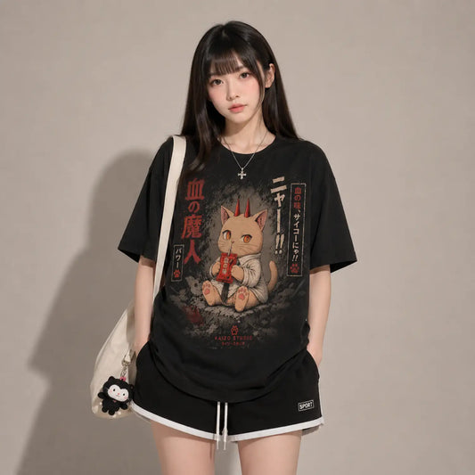 Blood Demon Cat Japanese T-Shirt