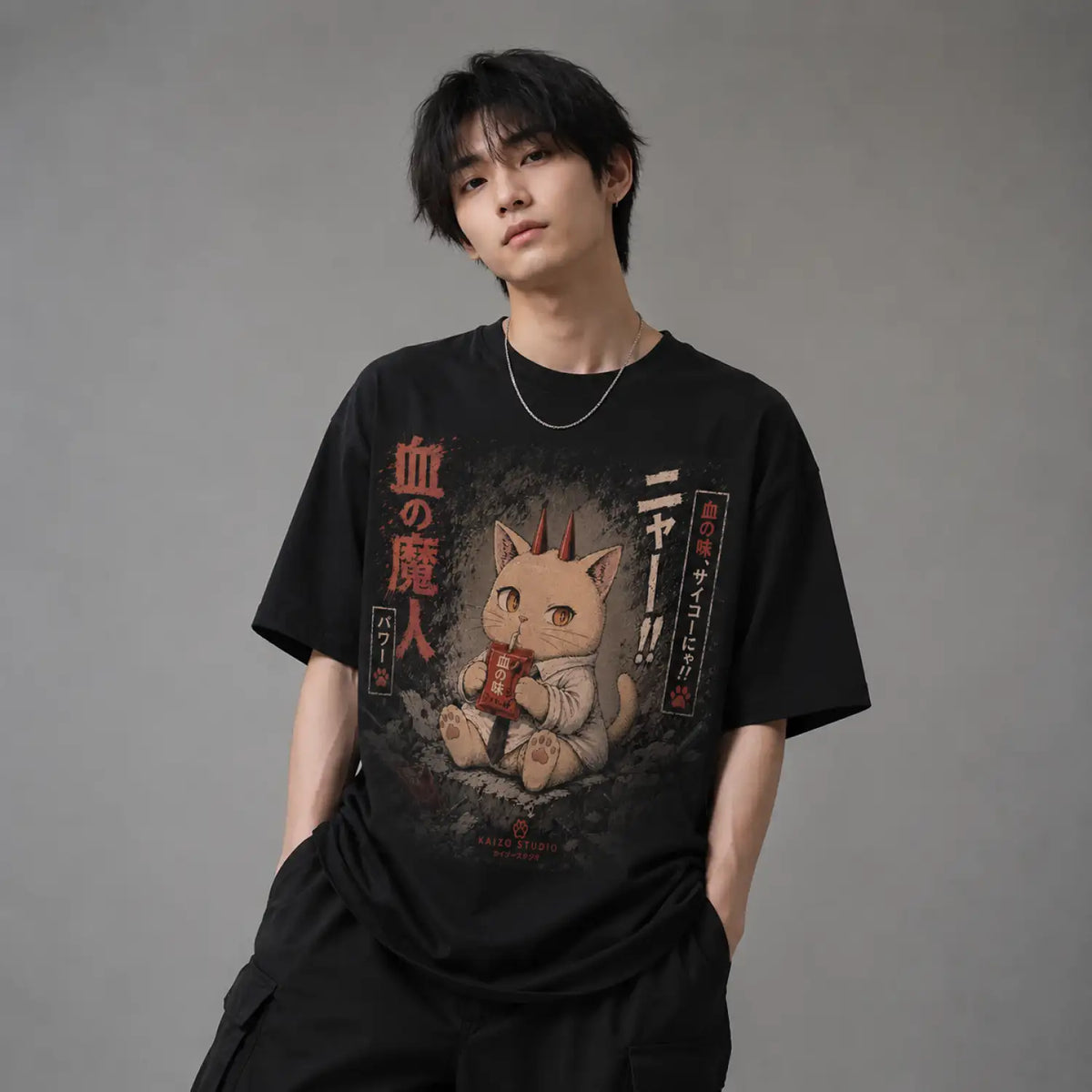 Blood Demon Cat Japanese T-Shirt