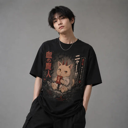 Blood Demon Cat Japanese T-Shirt