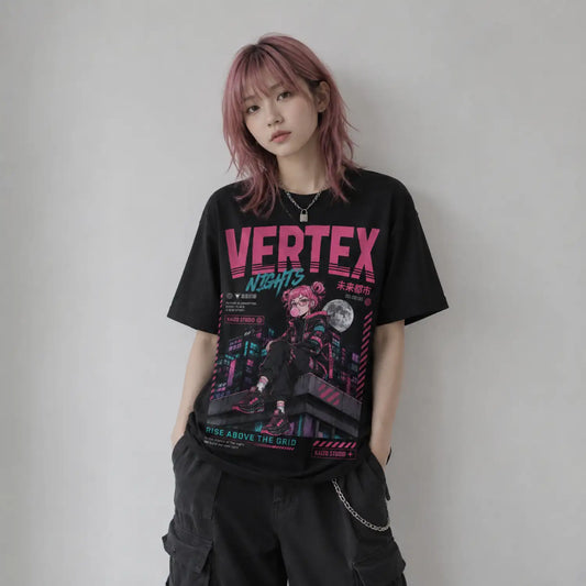 Vertex Nights Cyberpunk Girl T-Shirt