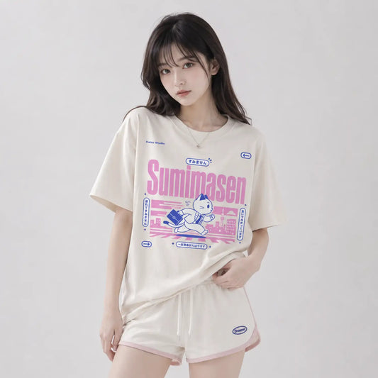 Sumimasen Running Cat Japanese T-Shirt
