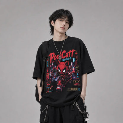 Poolcat Cyberpunk Cat T-Shirt