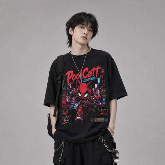Poolcat Cyberpunk Cat T-Shirt
