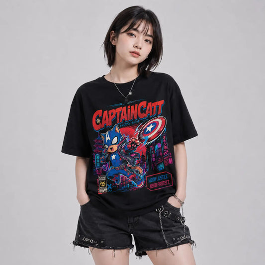 Captain Catt Neon Justice T-Shirt